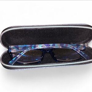 Blue Patterned Glasses with Case